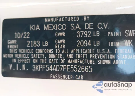 2023 Kia Forte Gt-Line from USA, damaged, VIN 3KPF54AD7PE552665